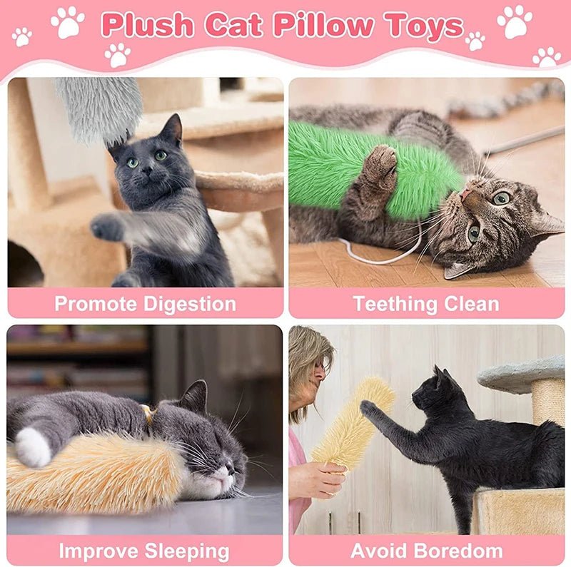 Cat Toys Cat Pillows, 3 Pack Soft and Durable Crinkle Sound Catnip Toys, Interactive Cat Kicker Toys for Indoor Cats, Promotes Kitten Exercise - YourCatNeeds