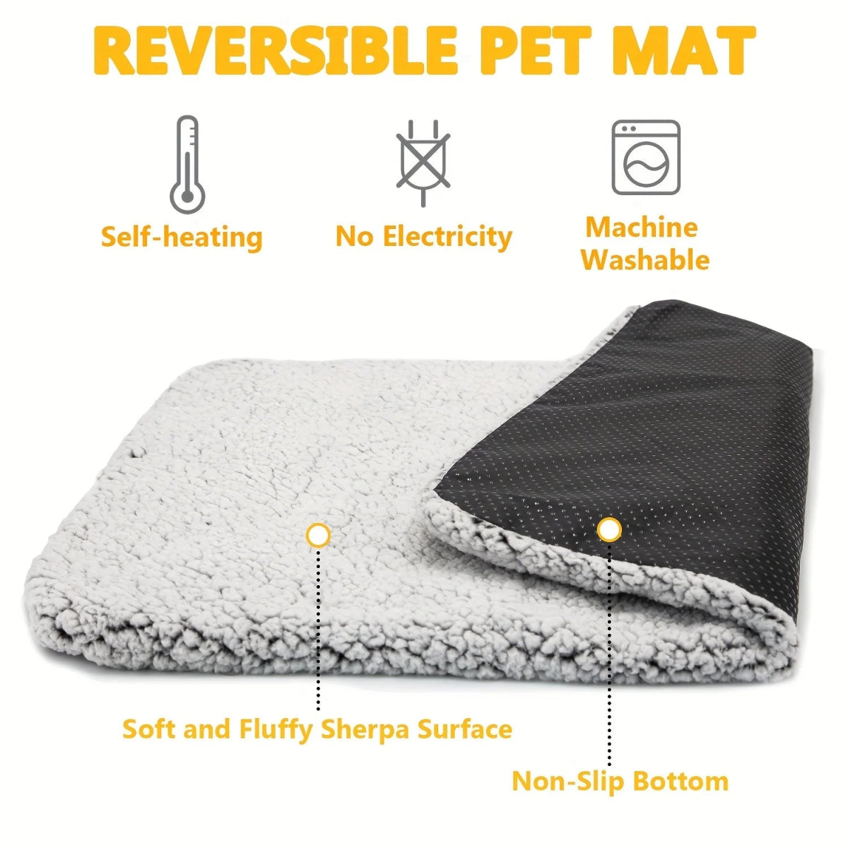 Self Warming Cat Bed Self Heating Cat Mat. Extra Warm Thermal Pet Pad with Removable Cover - YourCatNeeds