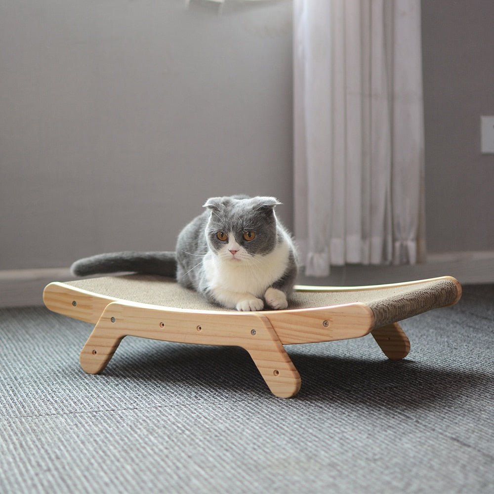 3-in-1 Wooden Cat Detachable Lounge Bed, Scratching Post & Claw-Training Toy - YourCatNeeds