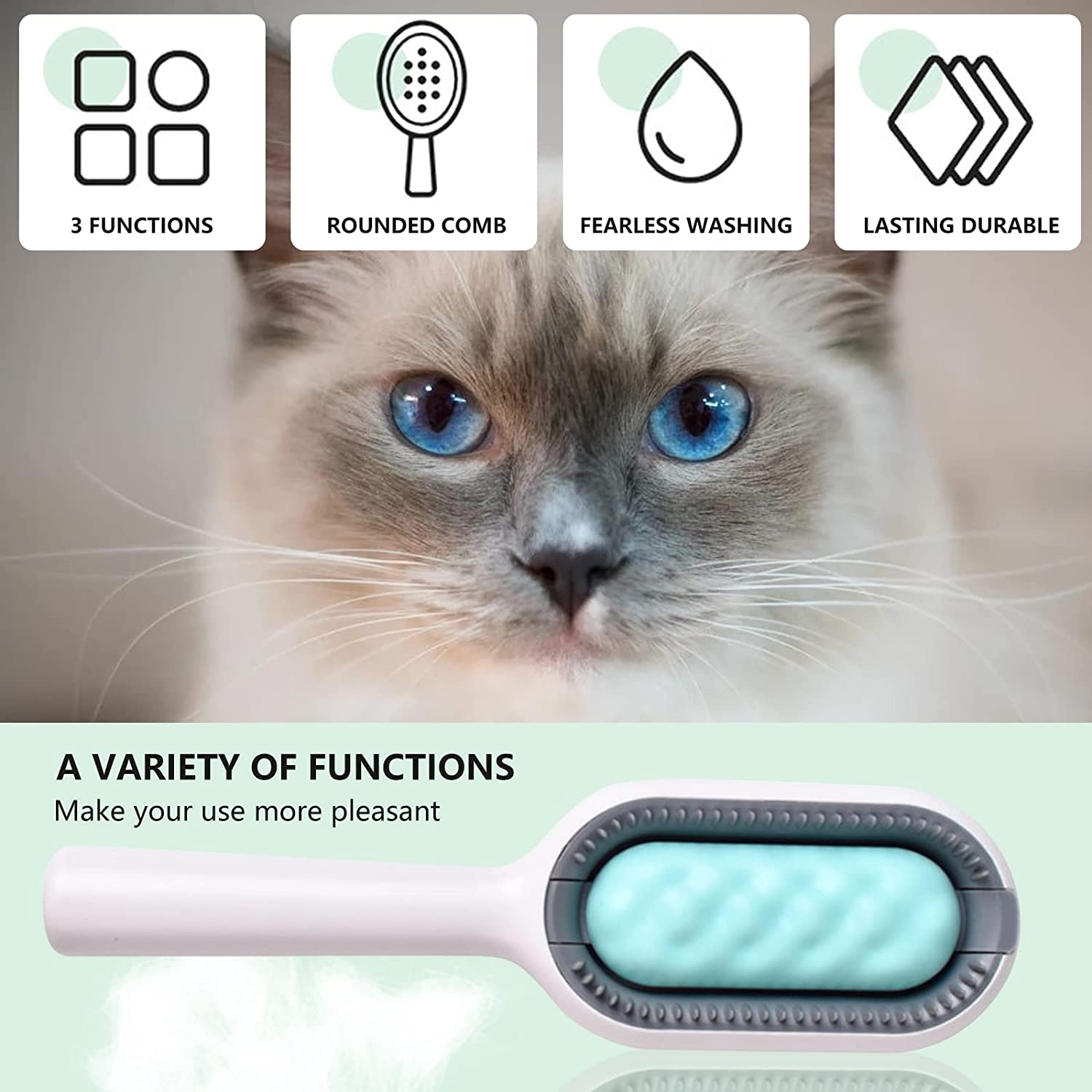 4 in 1 Cat / Pet Grooming Comb. Hair Removal, Wash, Clean & Massage - YourCatNeeds