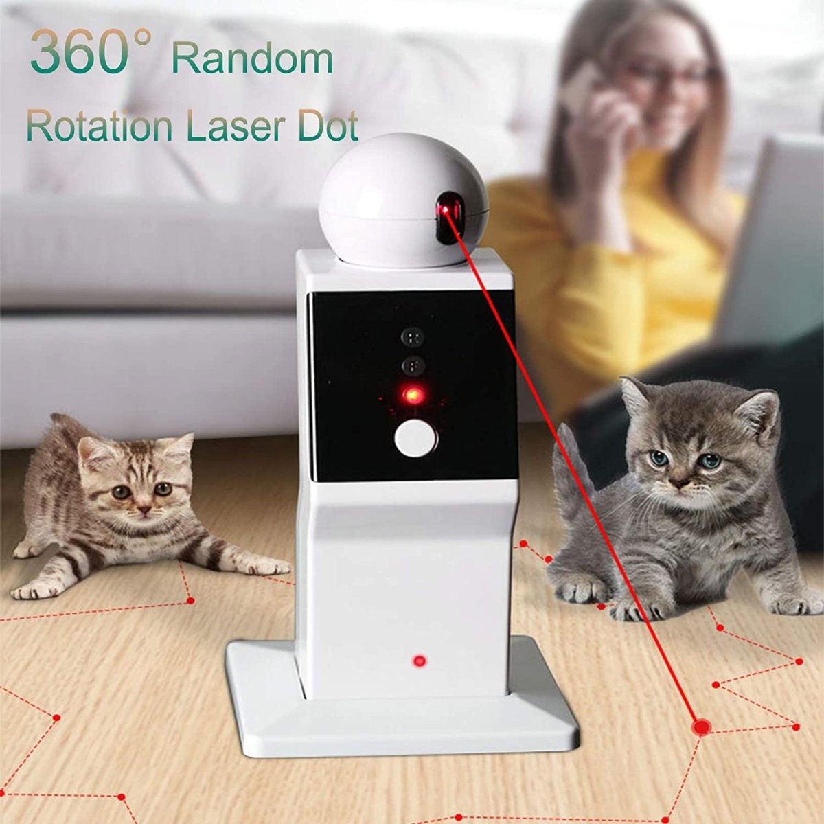 ATUBAN Cat Laser Toy Automatic,Random Moving Interactive Laser Cat Toy for Indoor Cats,Kittens,Dogs,Cat Red Dot Exercising Toy - YourCatNeeds