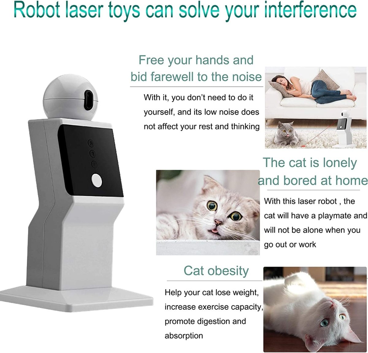 ATUBAN Cat Laser Toy Automatic,Random Moving Interactive Laser Cat Toy for Indoor Cats,Kittens,Dogs,Cat Red Dot Exercising Toy - YourCatNeeds