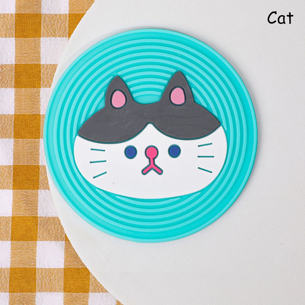 Cartoon Cat Shaped Silicone Dining Table Placemat Coaster Kitchen Accessories Mat Cup Mug Heat-resistant Animal Coffee Drink Pad - YourCatNeeds