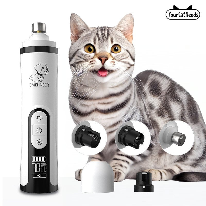 USB Rechargeable Electric LED Cat and Pet Nail Grinder - YourCatNeeds